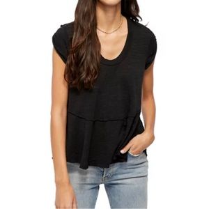 Free People Sweetness tee. Black. Size large